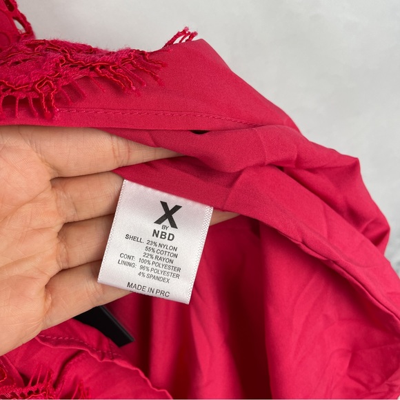 NWT Revolve X by NBD Iris Textured Lace Mini Dress Cocktail Party Sexy Pink 0 XS - Picture 7 of 9